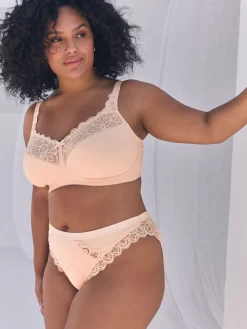 Zwart/wit - Total Support katoenen en kanten bh zonder beugel 3 verpakking*Next Online