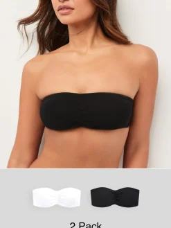 Zwart/wit - Verpakking van 2 katoenrijke bandeau ultimate comfort beha's*Next Hot
