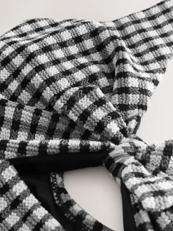 Zwart/wit gekreukte gingham-ruit - Uitgesneden plooi buik controle Zwempak*Next Clearance