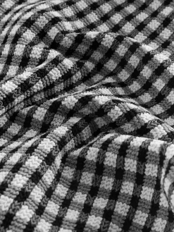 Zwart/wit gekreukte gingham-ruit - Uitgesneden plooi buik controle Zwempak*Next Clearance