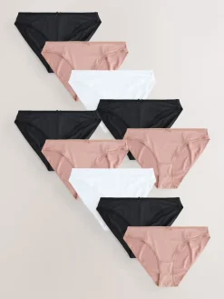 Zwart/wit/nude - Set van 10 slipjes van microvezels*Next Clearance