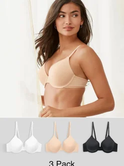 Zwart/wit/pastelroze huidskleur - Katoenmix ultiem comfort beha's verpakking van 3*Next Discount