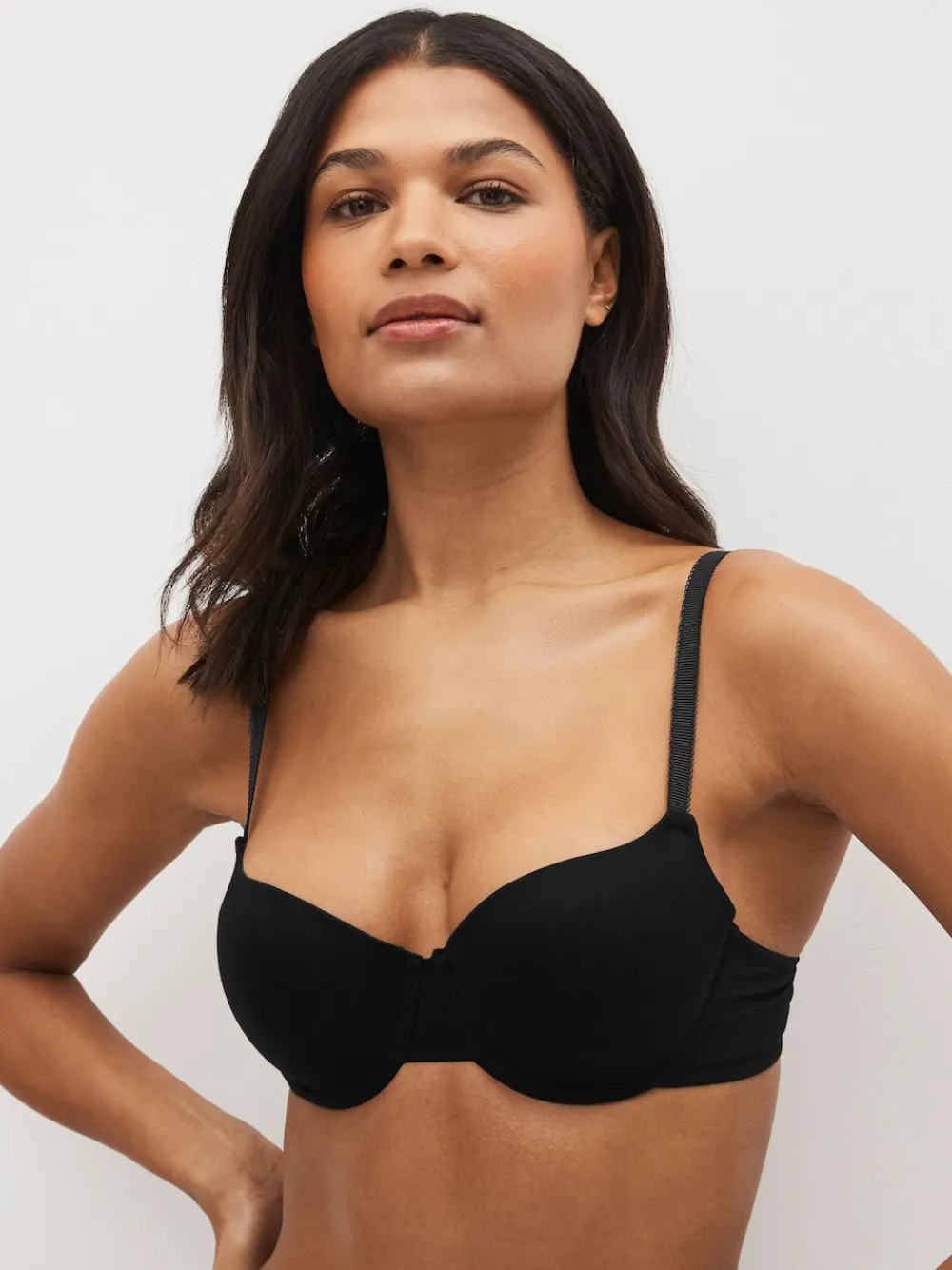 Zwart/wit/pastelroze huidskleur - Katoenmix ultiem comfort beha's verpakking van 3*Next Online