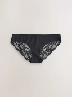 Zwart/wit/praline huidskleur - 3 Niet-aftekenende slips met kanten achterkant*Next New
