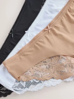 Zwart/wit/praline huidskleur - 3 Niet-aftekenende slips met kanten achterkant*Next New