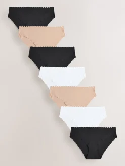 Zwart/wit/praline huidskleur - Geen zichtbare onderbroeklijn slipjes met schulprand 7 -pack*Next Online