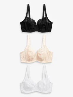 Zwart/wit/praline huidskleur - Verpakking van 3 kanten beha's cup DD+*Next Outlet