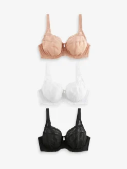 - DD+ Beha's met volledige cups zonder vulling, set van 3 met kantversiering*Next Discount