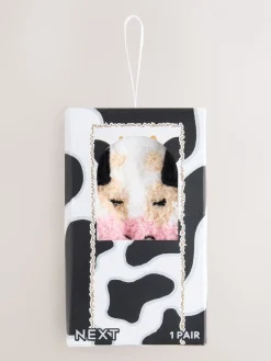Zwart/witte koe - 1 paar behaaglijke enkelsokken in een geschenkdoos*Next Sale