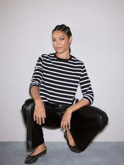 Zwart-witte streep - Dik T-shirt met lange mouwen en ronde hals*Next Discount