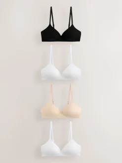 Zwart/Zwart/Wit/Praline Huidskleur - 4 Katoenen beha's*Next